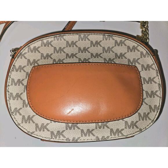 Michael Kors Ginny Small Oval Monogrammed Crossbody Bag Brown - Picture 9 of 13